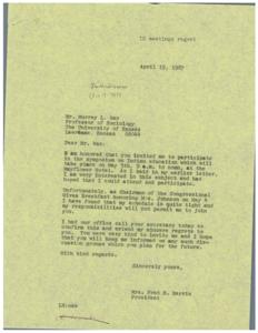 Invitation Decline and Symposium Agenda for The Society for Applied Anthropology&#39;s 26th Annual Meeting, 1967-04-19