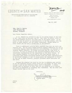Invitation Letter for Mental Health Services Division Committee Meeting and Dinner Event, 1967-05-17