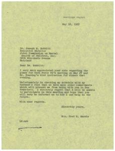 Declination of Invitation to Task Force VI&#39;s Meeting, 1967-05-12