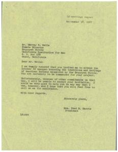 Invitation Decline to Sequoyah Circle&#39;s First Annual All Indian Exposition and Banquet, 1967-09-09