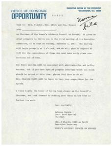 Invitation for the Inaugural Meeting of the Women&#39;s Advisory Council on Poverty, 1967-12-05