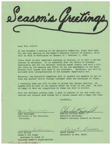 Invitation and Agenda for the Women&#39;s Advisory Council on Poverty Meeting, 1968-02-01