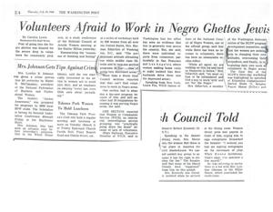 Fear of Distressed Areas Hinders Volunteer Work in Negro Ghettos, 1967-01-01 - 1968-12-31