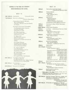 Event Schedule for Women&#39;s Role in the War on Poverty Conference at Washington-Hilton Hotel, 1967-01-01 - 1968-12-31