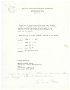 Planning Participation in Women&#39;s Bicentennial Program Task Force, 1972-05-05