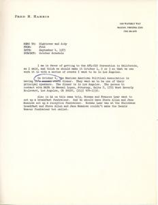 Correspondence to Fred Harris about AFL-CIO Convention in California
