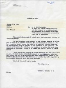 Support for H. R. 5767: Fair Trade Legislation, 1952-02-02