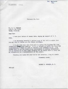 Supporting Legislation for Federal Employees: A Letter from George J. Schwabe, M.C., 1952-02-28