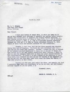 Supporting Federal Employee Compensation Legislation: Correspondence Between George B. Schwabe and A. W. Ridgway, 1951-02-19