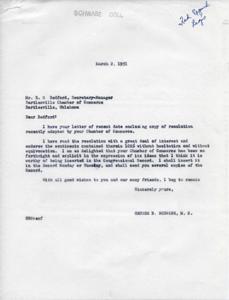 Supporting Economic Policies: A Letter from Congressman George B. Schwabe, 1951-02-16