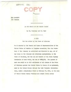 Bill for the Relief of Oklahoma: Settlement for Highway Projects, 1951-01-01 - 1951-12-31