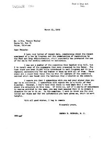 Inquiry Regarding Food &amp; Drug Act Legislation Impacting Epileptics, 1952-03-11
