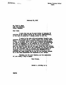 Support for Hoover&#39;s Foreign Policy: A Letter from George B. Schwabe, 1951-02-27