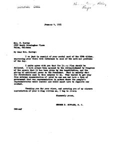 National Problems and Government Control: Correspondence from Congressman George B. Schwabe, 1951-01-04