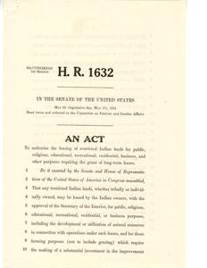 Recommendation for the Authorization of Leasing Restricted Indian Lands, 1951-07-11