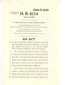 Transfer of Fort Reno Property: A Call for Action, 1951-01-12