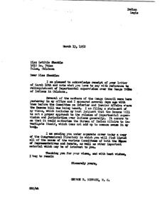 Concerns Over Departmental Supervision of Osage Tribe in Oklahoma, 1952-03-13