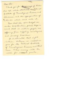 Mrs. Sklarsky&#39; s Plea for Increased Funding for the National Institute of Neurological Diseases and Blindness in 1953 Budget, 1945-01-01 - 1946-12-31