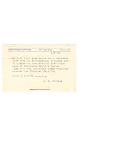 Shenkman&#39;s Advocacy for Increased Funding to the National Institute of Neurological Diseases and Blindness, 1945-01-01 - 1946-12-31