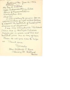 Request for Funding Support for the Institute of Neurological Diseases and Blindness, 1952-01-16