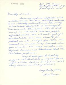 Letter Requesting Increased Funding for Neurological Disease Research in 1952, 1945-01-01 - 1946-12-31