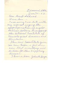Mother Advocates for Funding to Support National Institute of Neurological Diseases and Blindness, 1945-01-01 - 1946-12-31