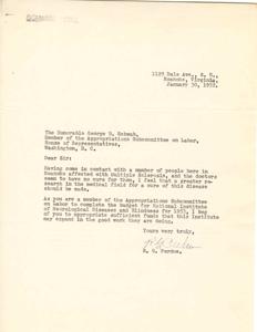 Request for Increased Funding for Multiple Sclerosis Research, 1952-01-30