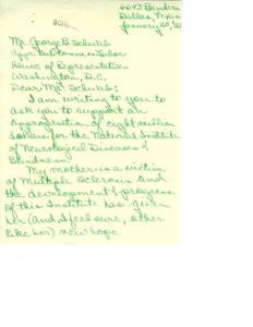 Support Needed for National Institute of Neurological Diseases &amp; Blindness, 1952-01-01 - 1952-12-31