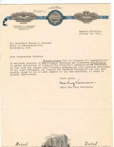 Request for Increased Funding for Children&#39;s Rehabilitation Institute: A Plea from Mae King Heinemann, 1952-01-22