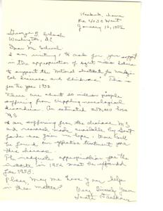 Support Needed for National Institute for Neurological Disorders and Blindness, 1952-01-01 - 1952-12-31