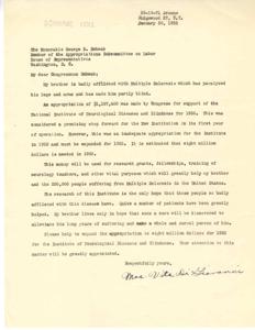 Expanding Funding for the National Institute of Neurological Diseases and Blindness, 1952-01-20
