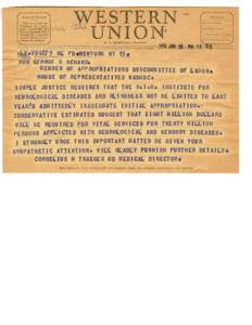 Urgent Appeal for Increased Funding for N.I.H. Institute, 1952-01-01 - 1952-12-31