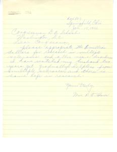 Funding Request for Multiple Sclerosis Research, 1952-01-01 - 1952-12-31