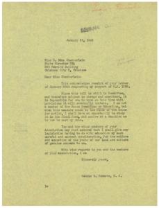 Response to H.R. 1296 Support Request: A Letter from George B. Schwabe to D. Edna Chamberlain, 1945-01-26
