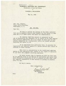 Protest Against HR 2232: A Letter from Purcell Cotton Oil Company to Hon. Geo. Schwabe, 1945-05-14