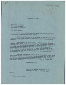 Title: Concerns Regarding Regulation W and Consumer Credit, 1946-11-20