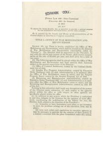 National Program for War Mobilization and Reconversion Act, 1945-01-01 - 1946-12-31