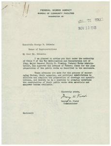 Federal Funds Approved for Public Works Plan Preparation, 1945-01-01 - 1946-12-31