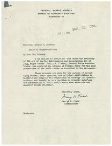 Approval of Federal Funds for Public Works Plan Preparation in Oklahoma City by Honorable George B. Schwabe, 1945-01-01 - 1946-12-31