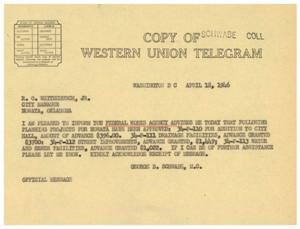 Nowata City Manager Receives Approval for Planning Projects, 1946-04-18