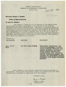 Federal Works Agency Bureau of Community Facilities: Approval of Federal Assistance for Veterans&#39; Educational Facilities Program, 1945-01-01 - 1946-12-31