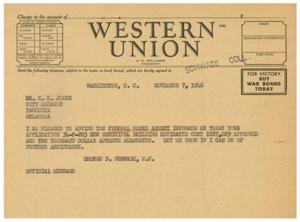 Federal Funds Approved for New Municipal Building in Pawhuska, Oklahoma, 1946-11-07