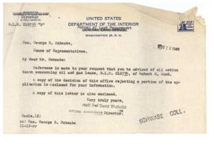 Response Regarding Oil and Gas Lease B.L.M. 010735, 1945-01-01 - 1946-12-31