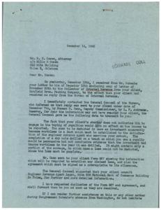 Inquiry Regarding Tax Deductions for Mineral Rights Investment, 1945-01-01 - 1946-12-31
