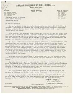 Concerns Regarding Bureau of Mines Appropriations in Oklahoma, 1945-03-16