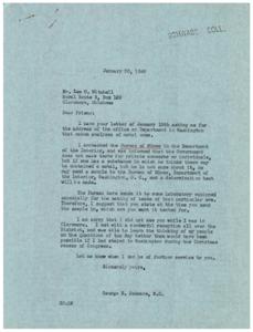 Request for Information on Metal Ore Analysis in Washington, D.C., 1946-01-30