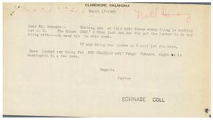 Correspondence from Claremore: A Letter Regarding National Housing, 1945-01-01 - 1946-12-31