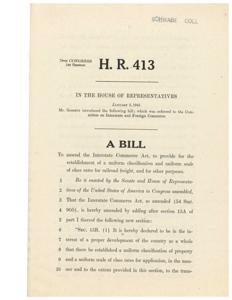Uniform Classification and Class Rates for Railroad Freight Act, 1945-01-03 - 1945-01-03