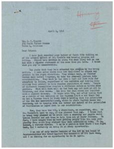The Adverse Effects of Housing Policies: A Letter to Honorable George B. Schwabe, 1946-03-29 - 1946-03-29