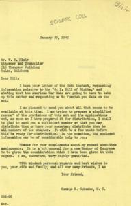 Correspondence Regarding the G.I. Bill of Rights between Attorney W.B. Blair and Congressman George B. Schwabe in 1945, 1945-01-29
